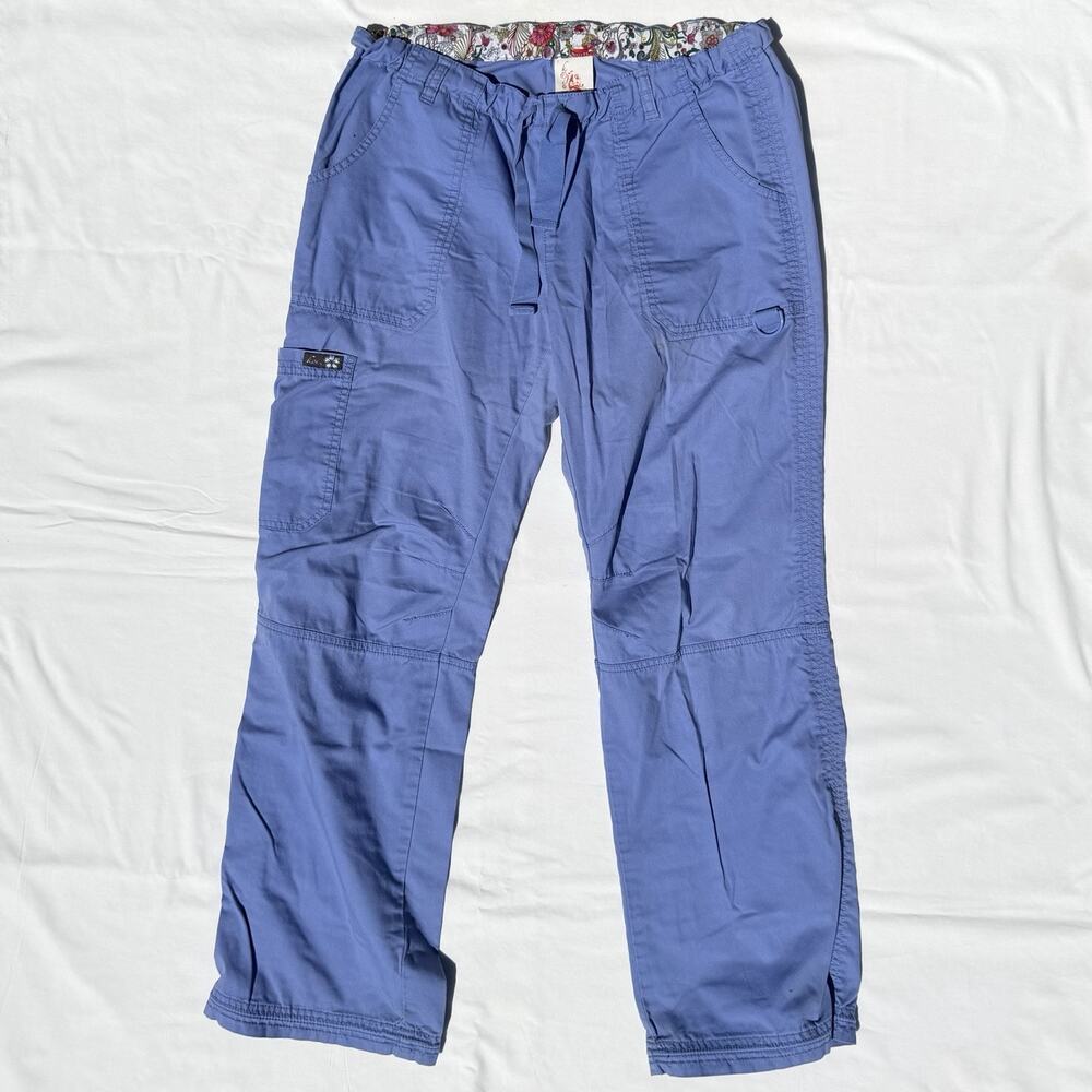 Koi Lindsey Cargo Scrub Pants Womens Medium Light Blue
